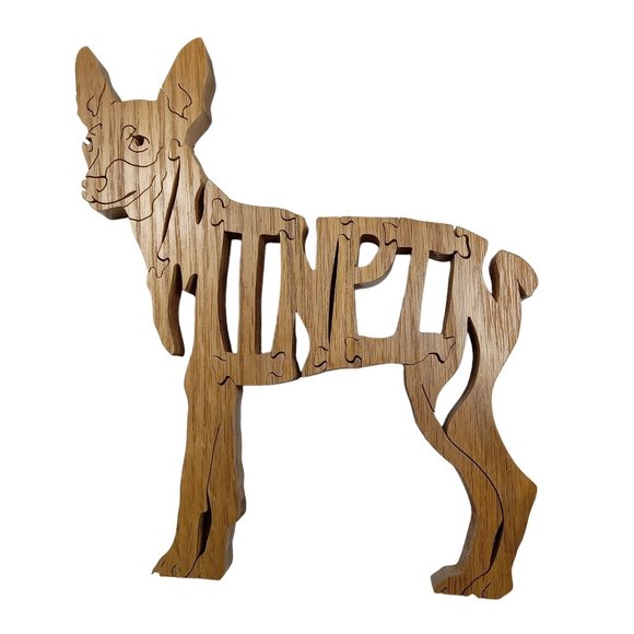 Miniature Pinscher - Min Pin - Dog Wooden Scroll Jigsaw Puzzle Figurine Art Wood - Picture 1 of 5